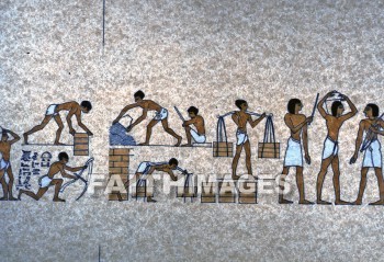 slave, brick, brickmaking, tomb painting, 1450 b.c., egyptian official, rehk-mi-re, slaves, bricks